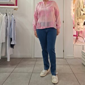 Blusa scollo V con fantasia